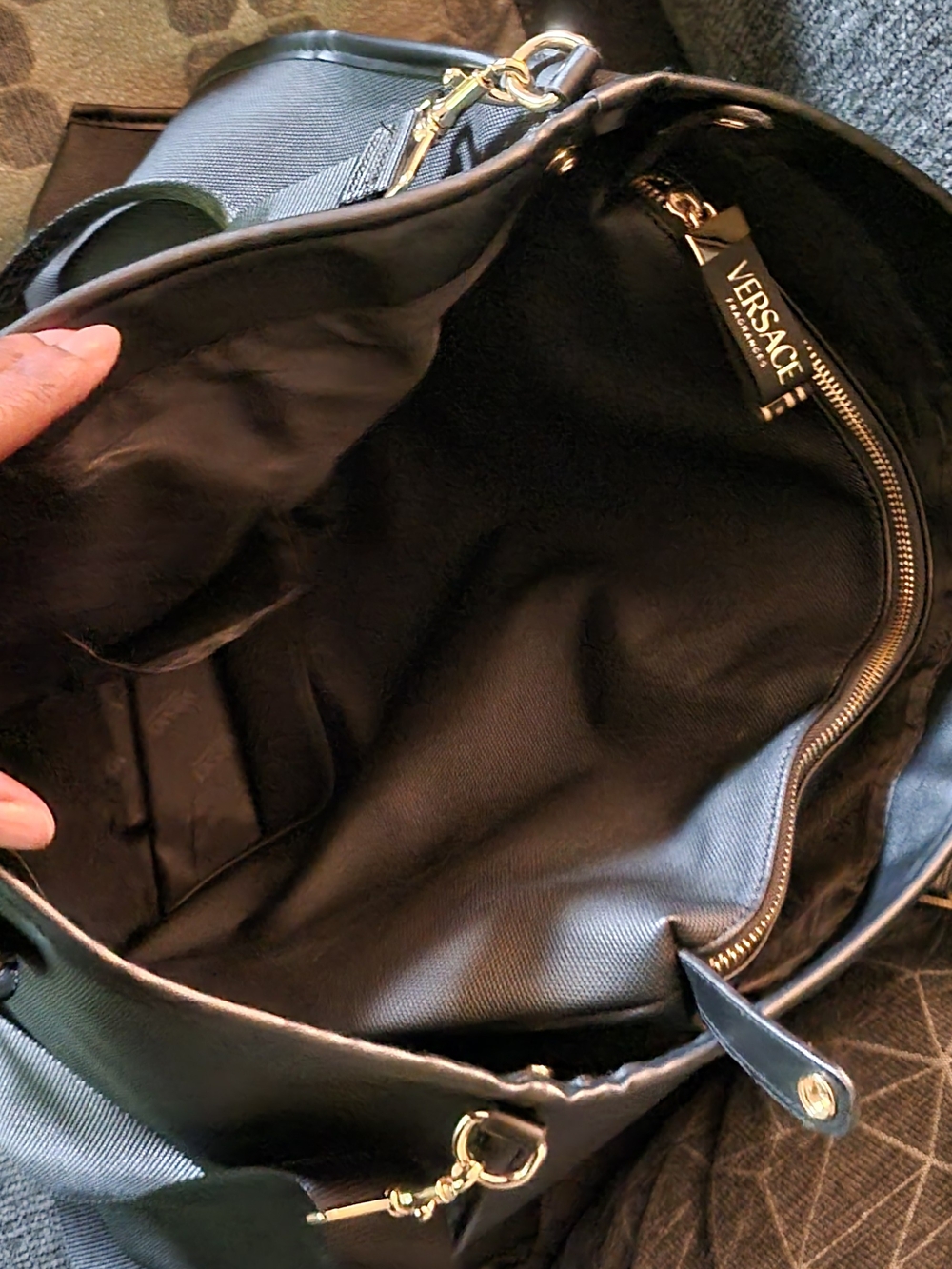 Versace Black Tote Bag - Signature Branded Interior